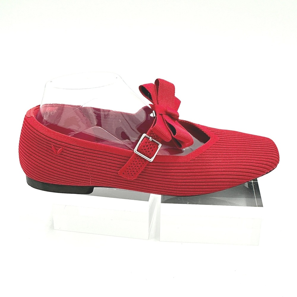 VIVAIA Size 39 US 8.5 Mary Jane Flats Red Bow Knit Square Toe Margot